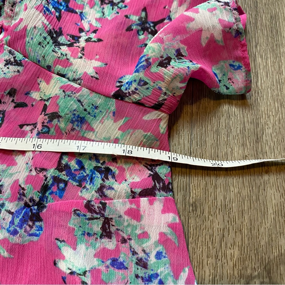 I Heart Ronson Pink Floral Cold Shoulder Tank Blouse Size Medium - Picture 5 of 6